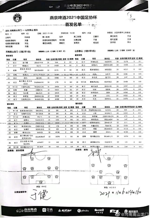 LOL直播-泰山vs河南首发：卡兰加刘家辉停赛 费莱尼替补